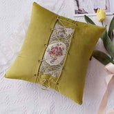 Lace-up Décor Throw Pillow - Olive Green